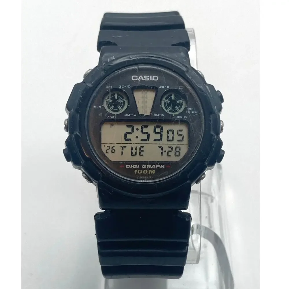 VTG Rare Casio Digi Graph Display DGW-30 Digital Men's Sport Watch WR Chrono